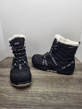 Xero Shoes Alpine Women's Waterproof Snow Boot Black Faux Fur Lined Sz 8 US